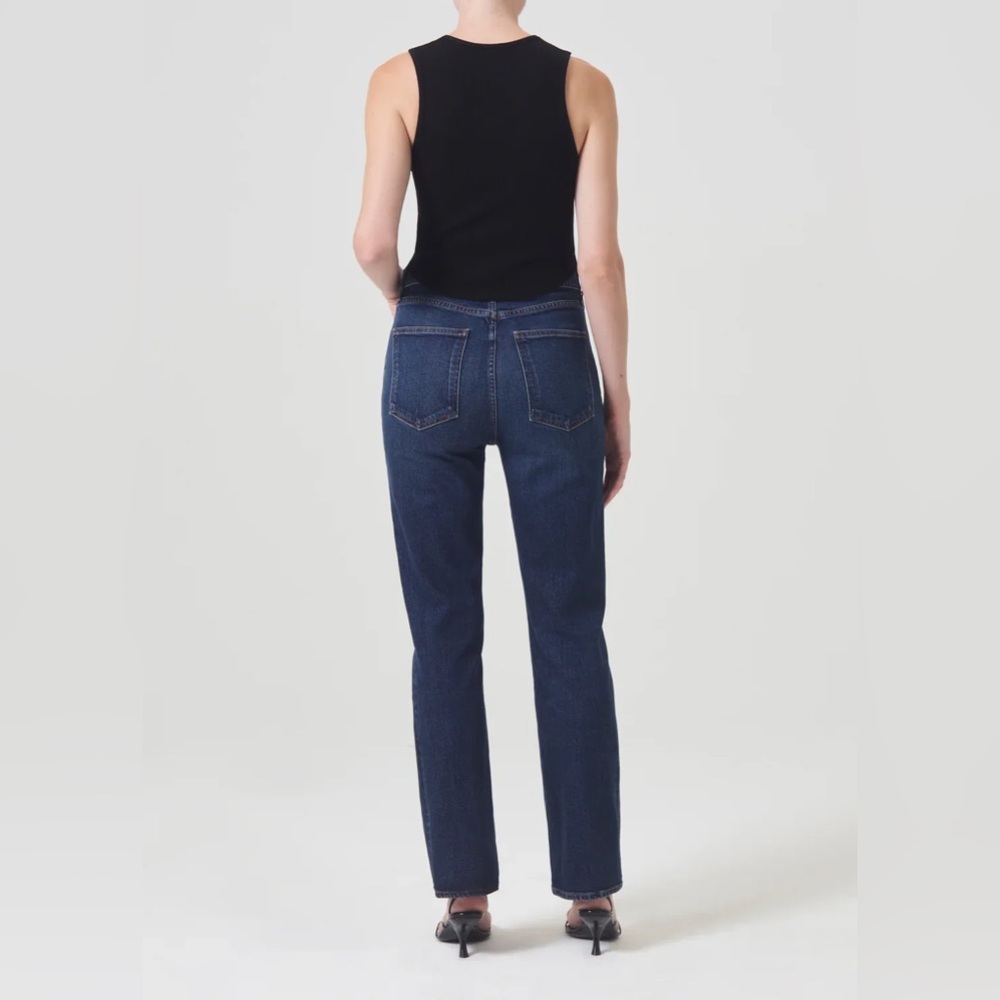 AGOLDE High Rise Stovepipe Jeans Discord Dark Indigo 23 - Picture 2 of 6